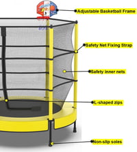 PILIN Gyerek Trambulin Kosárlabda Palánkkal, 145cm Kültéri Rugós Ugrálóháló 5