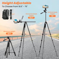 Nineigh 190 cm Alumínium Kamera Állvány - Okostelefonhoz, DSLR-hez, 360° Panoráma Fejjel, Távirányítóval, Vízszintes Fotózáshoz, Utazáshoz,  5