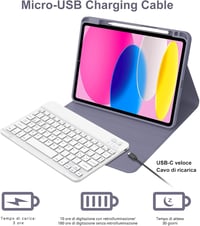 FOGARI iPad 10. Generációs Tok Háttérvilágítású Bluetooth Billentyűzettel, 10.9" Levehető Mágneses Billentyűzet, Apple Pencil Tartóval, Lila 6
