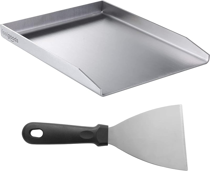 Smartpeas Rozsdamentes Acél Grillező Lap 30x40 cm - Univerzális Plancha Faszenes és Gázos Grillekhez, Egyenletes Hőelosztás, Hamburger és Tü