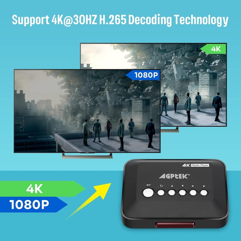 HDMI 4K Médialejátszó 14TB HDD Támogatással, Távirányítóval