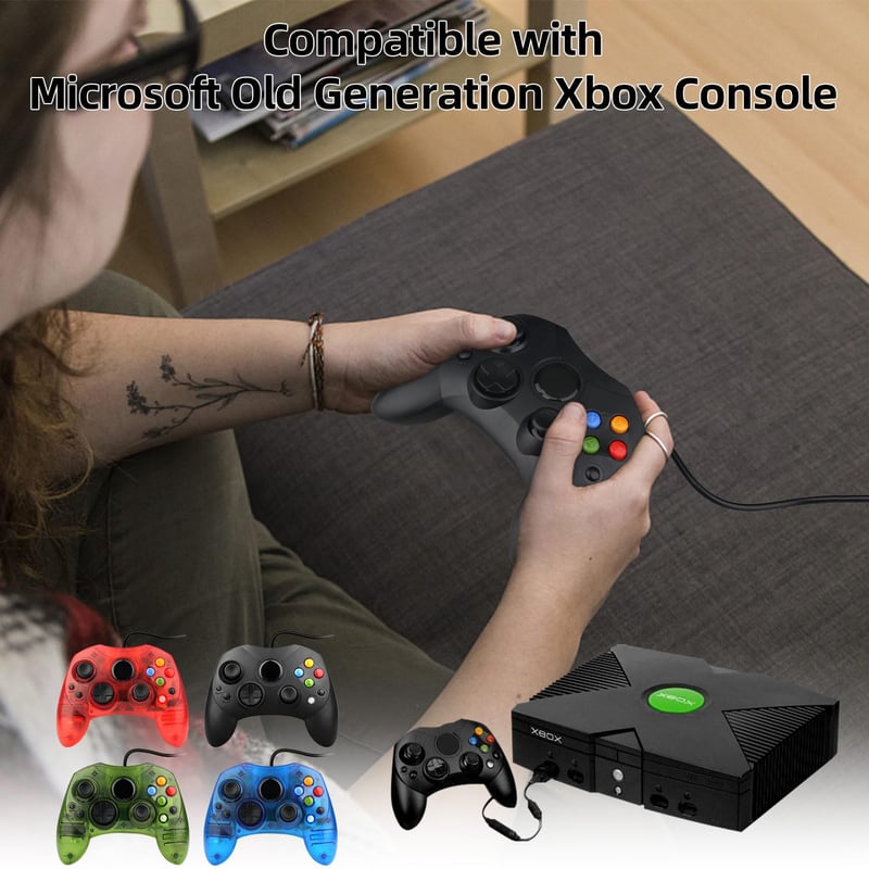 Xbox régi generációs vezetékes kontroller, S típusú, fekete