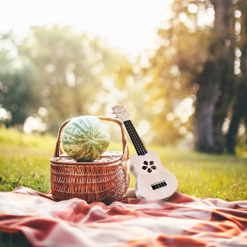 Gyerekeknek való 21 hüvelykes DIY ukulele készlet, 4 húros, természetes fából