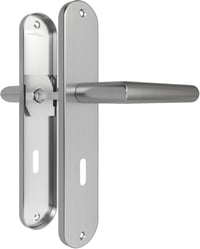 AwmnSrman Rozsdamentes Acél Beltéri Ajtókilincs Szett - Matt Ezüst Kilincs 72mm-es Zárszerkezettel, 2 Fogantyú és 2 Hosszú Címtábla 240x50mm 1