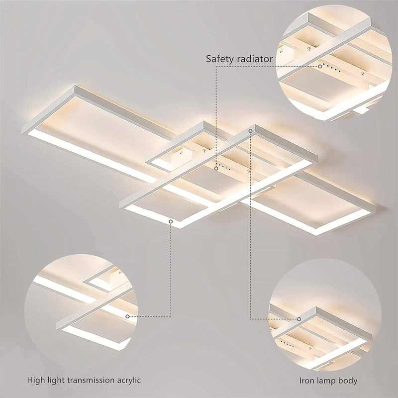 Diossad Téglalap LED Mennyezeti Lámpa 120W Távirányítóval - Szabályozható Fényerő, 2700K-6500K Színhőmérséklet, Memória Funkcióval, Nappali,