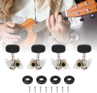 MuzcYM Ukulele Hangolókulcsok - 2L2R Klasszikus Stílusú Hangológépek 4 Húros Ukulele és Gitár Basszushoz - Fekete Acélötvözet 1