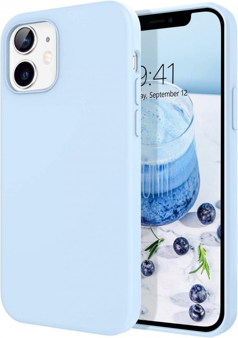 Apple iPhone 12 Világoskék Szilikon Védőtok Mikroszálas Béléssel