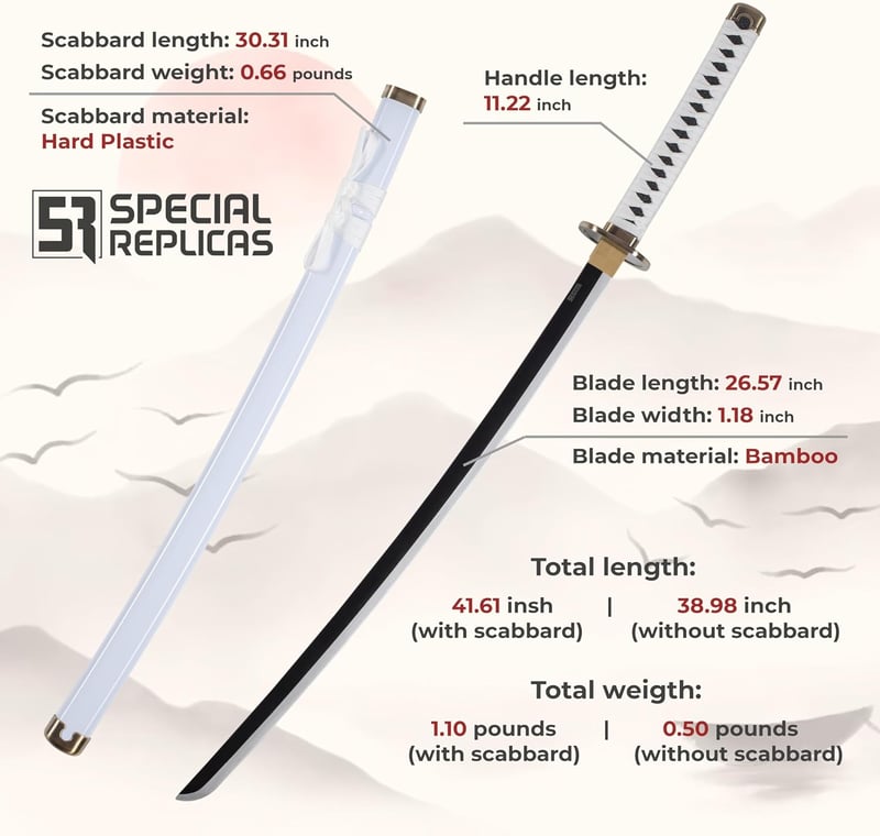 57 SPECIAL REPLICAS Bamboo Anime Katana Cosplay Kard 105cm Roronoa Zoro One Piece