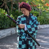 57 SPECIAL REPLICAS Demon Slayer Katana Fa Kard 105 cm - Tanjiro Kamado Bambusz Bokken Övvel és Állvánnyal - Anime Cosplay Kellék 4