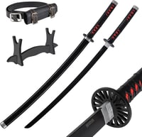 57 SPECIAL REPLICAS Demon Slayer Katana Fa Kard 105 cm - Tanjiro Kamado Bambusz Bokken Övvel és Állvánnyal - Anime Cosplay Kellék 1