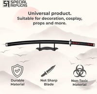 57 SPECIAL REPLICAS Demon Slayer Katana Fa Kard 105 cm - Tanjiro Kamado Bambusz Bokken Övvel és Állvánnyal - Anime Cosplay Kellék 3