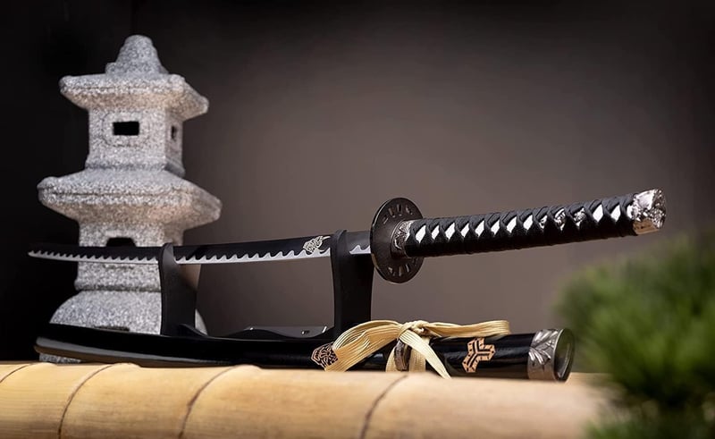 Sabie samurai katana 57 Special Replicas HKS114D din oțel, cu suport
