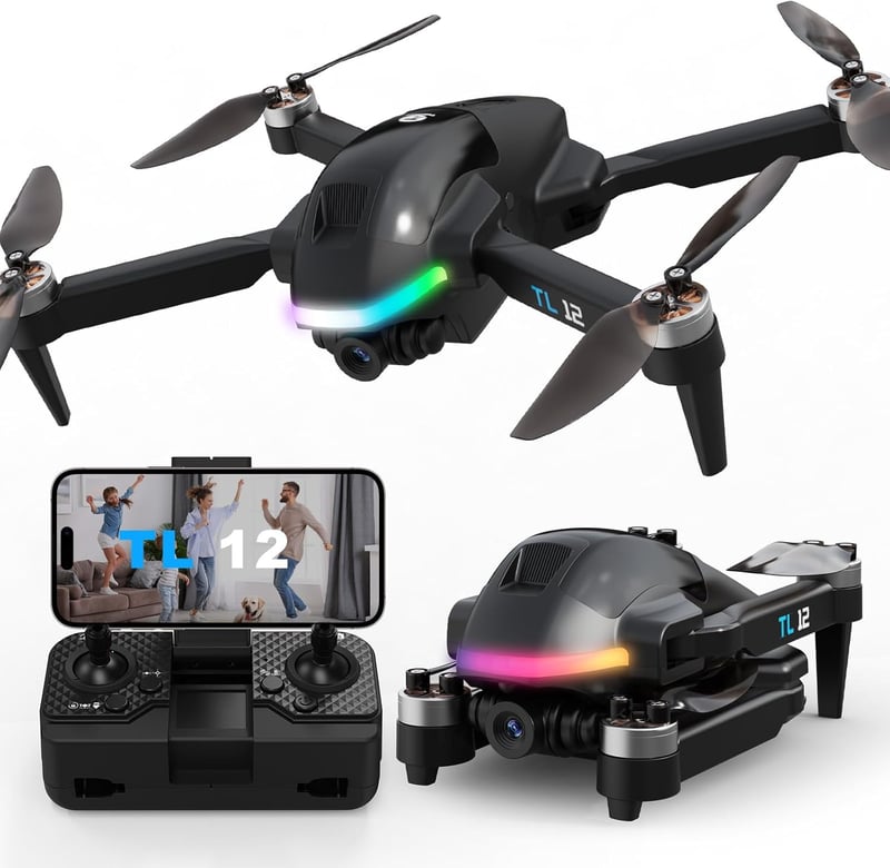Tolatoyus TL12 Kezdő Drón 1080p HD Kamerával, WiFi FPV Élő Képátvitellel, Kefenélküli Motorral, LED Világítással, 3 Sebességfokozattal