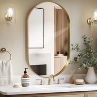 LunaMirror Ovális Fürdőszobai Tükör 60x90 cm - Arany Keretű Fali Tükör Hálószobába, Nappaliba, Előszobába - Modern Dekoratív Dizájn 1
