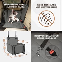 WUGLO Extra Stabil Kutya Autósülés - Megerősített Kisállat Ülés 4 Rögzítőpánttal - Vízálló Oxford Anyagú Hátsó Ülésre Kis és Közepes Kutyákn 6