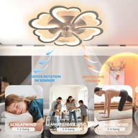 Revneey Virág Alakú Mennyezeti Ventilátor LED Világítással - 72W, Távirányítós, Csendes, 6 Sebességes, Időzíthető, Fényerőszabályozós Lámpa  4