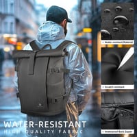 hk Rolltop Hátizsák 15,6" Laptoptartóval - Vízálló, Lopásbiztos Unisex Táska 20-27L, Utazáshoz, Munkához, Egyetemre, Fekete 5