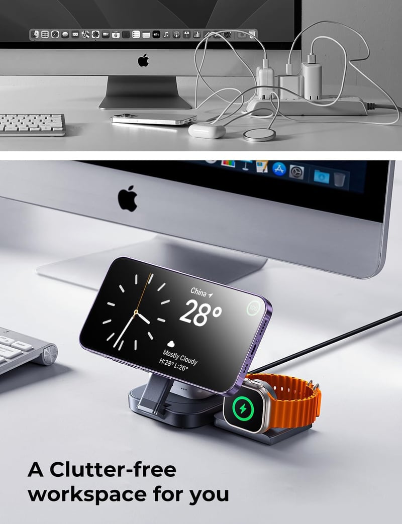 LISEN 3 az 1-ben MagSafe töltőállomás iPhone, Apple Watch és AirPods készülékekhez