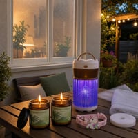 Szúnyogűző esték: 2 db citronellagyertya + UV szúnyogirtó lámpa + 2 db szúnyogháló + gyerekkarkötő 1