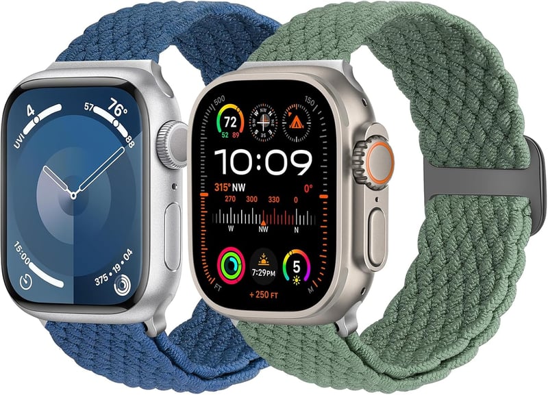 Apple Watch fonott nylon szíj, 38-49mm, 2db, férfi-női, Series 1-9, SE, Ultra kompatibilis
