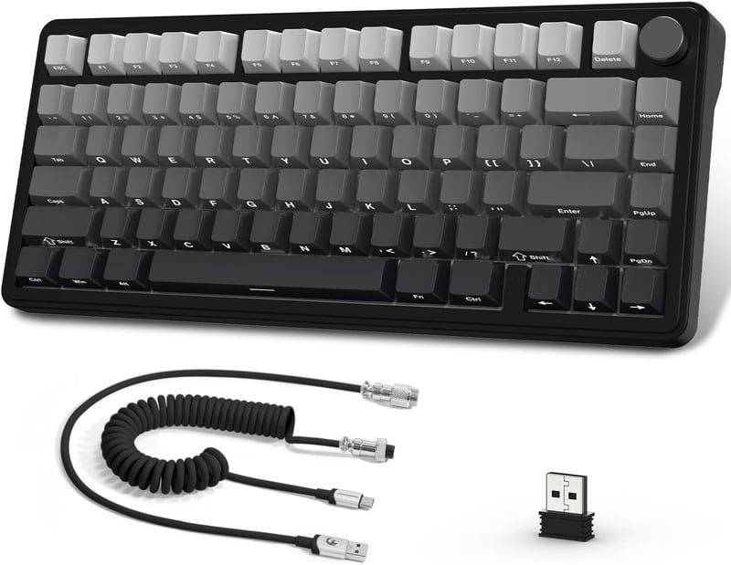 AJAZZ x Attack Shark X85 Mechanikus Gamer Billentyűzet, 75% Vezeték Nélküli, 5 Rétegű Hangtompítás, PBT Billentyűk, RGB, Hot-Swap, PC/Mac