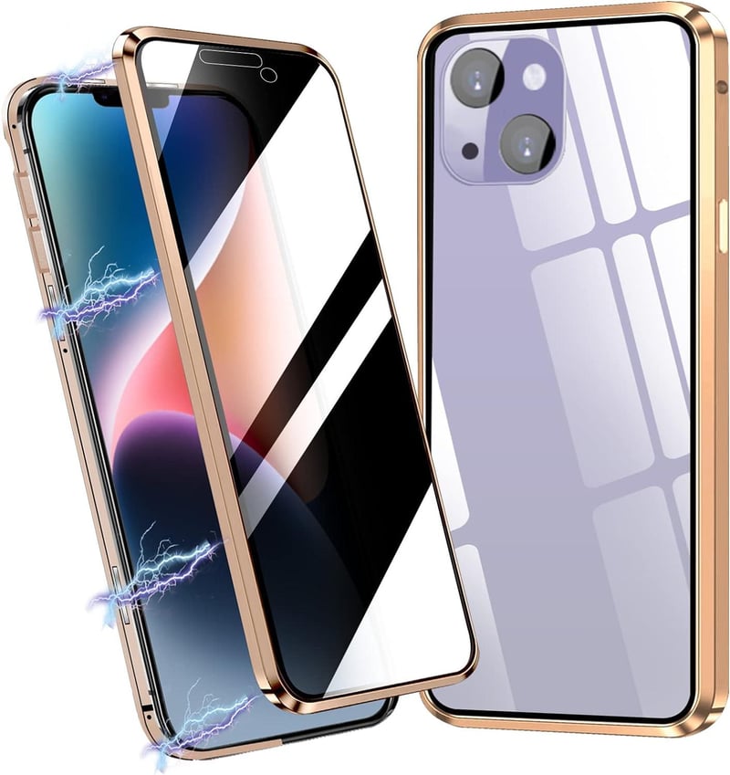 Apple iPhone 14 Arany Átlátszó Védőtok Üvegfóliával