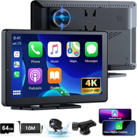Jansite 4K Apple CarPlay Android Autós Kijelző 9" Vezeték Nélküli, Menetrögzítővel, Tolatókamerával, Bluetooth, Siri, 64GB TF Kártya Támogat 1