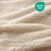 Tospass Plüss Ágynemű 200x200 cm Bézs Teddy Fleece Mikroszálas Huzat Cipzárral - Puha Téli Garnitúra 2 db 80x80 cm Párnahuzattal - Cashmere  5