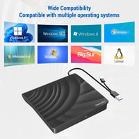Yaeonku USB 3.0 Külső CD/DVD Író-Olvasó Meghajtó Laptophoz és PC-hez 2