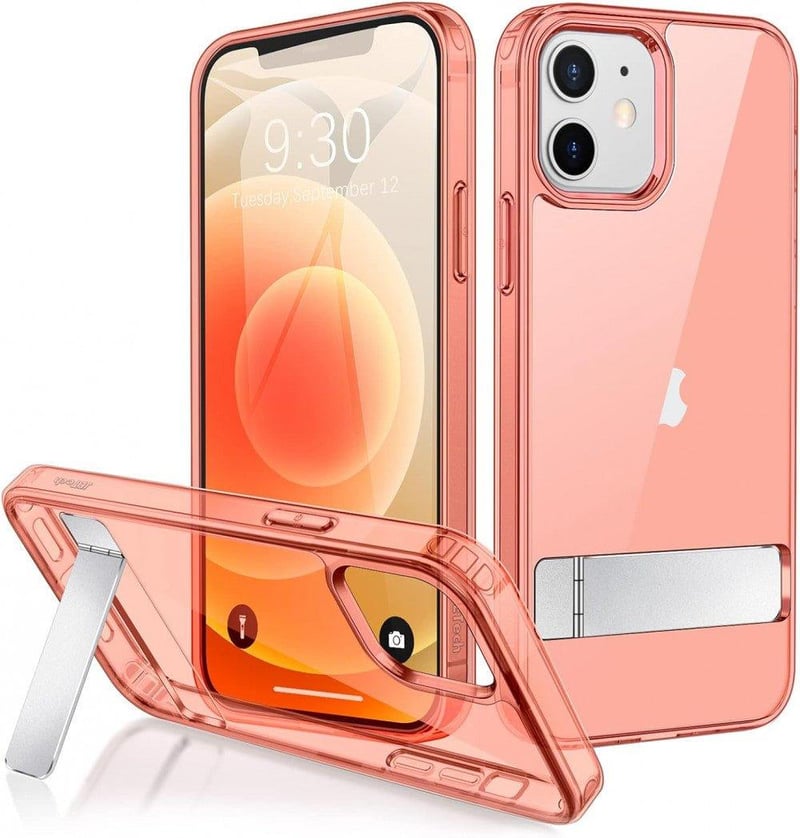 Apple iPhone 12 Mini Rózsaarany Áttetsző Szilikon Tok Állvánnyal