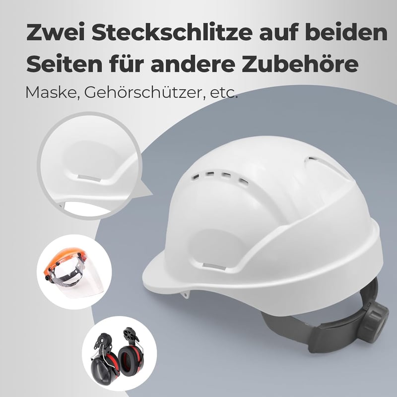Mustbau EN397 Védősisak - Kék Építőipari Munkavédelmi Sisak Állítható Fejmérettel (53-65 cm), ABS Anyagból, Izzadságszalaggal, 400g