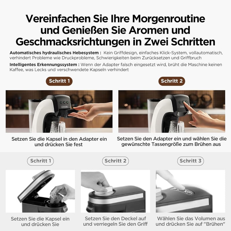 CAPXSNOB Warriors1 5 az 1-ben Kapszulás Kávéfőző - Nespresso, Dolce Gusto, Lavazza Kompatibilis, 20 Bar, 0,8L, Automata Mini Kávégép Otthonr