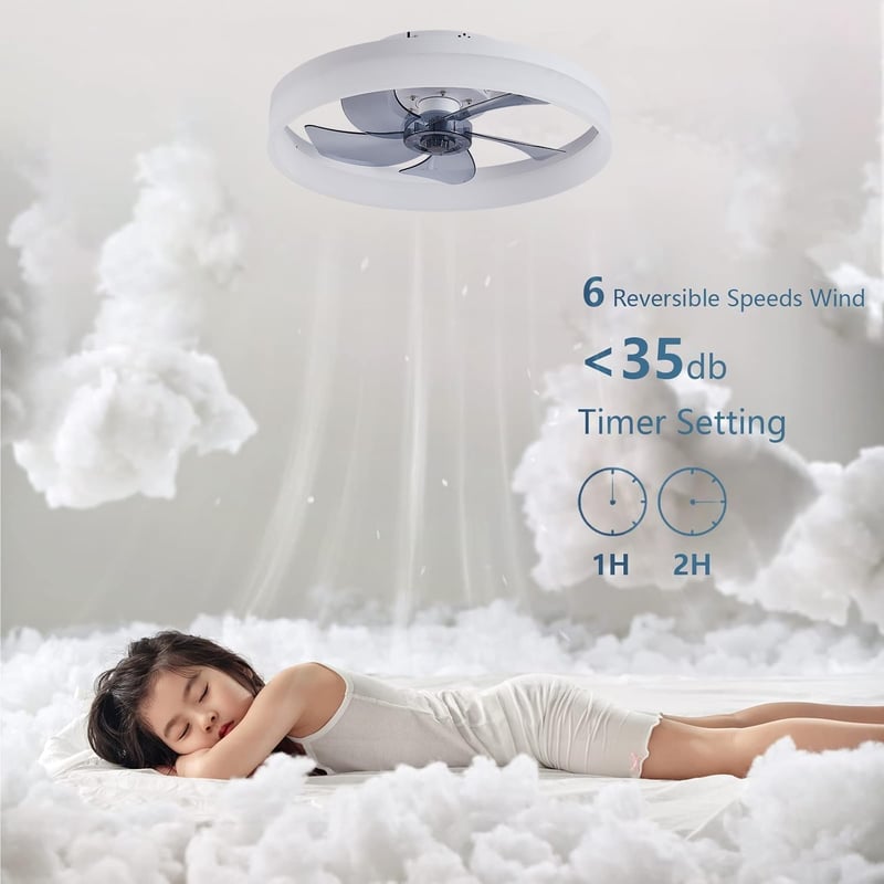 MOSSCO Mennyezeti Ventilátor LED Világítással - Távirányítós, Szabályozható Fényerő, 3 Színhőmérséklet, 6 Fokozat, Modern, Csendes, Fehér, 5
