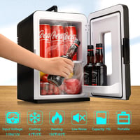 Vasip 15L Mini Hűtőszekrény - Hordozható Hűtő-Fűtő Funkció, 220V/12V, Otthonra, Irodába, Kempingezéshez és Autóba, 2 Polccal, Fekete 15