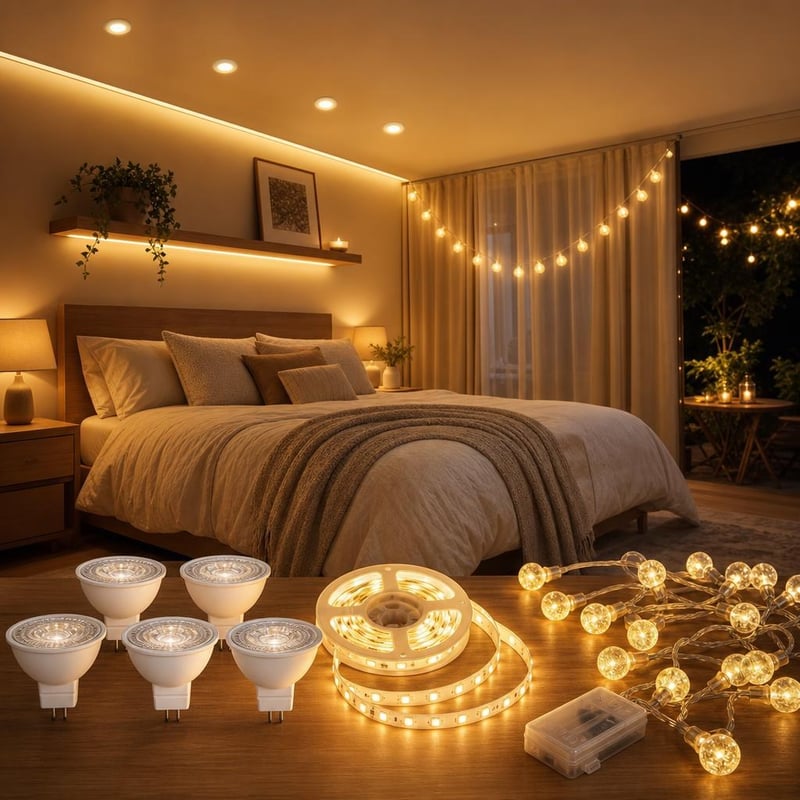 Večernja čarolija: 5x MR16 LED žarulja + 10m LED traka + 6m svjetlosni niz