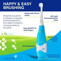Brush-Baby BabySonic kék elektromos fogkefe 0-3 éves babáknak, LED-időzítővel 3