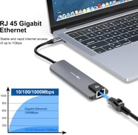 VEMONT 5-in-1 USB-C Hub Ethernet 1000Mbps, 3x USB 3.0, 100W Power Delivery 3