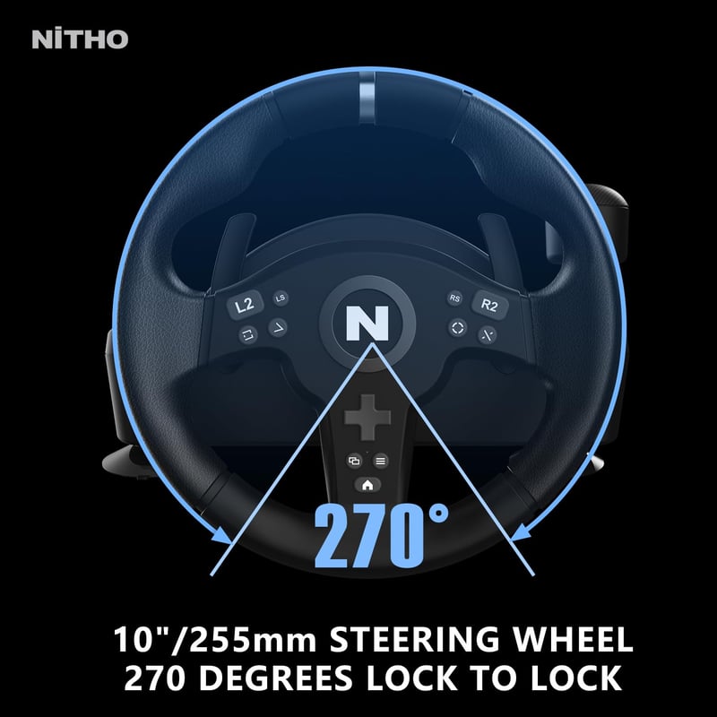 NITHO Drive Pro ONE V200 Versenyszimulátor Kormány és Pedál Szett 270° Forgásszöggel PC, PS4, Xbox One, Xbox Series X/S Platformokra, Beépít - Drive Pro V200