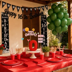 Party set s brojem 0: kalup za tortu + topper + 60 balona + banner + set posuđa (169 kom)