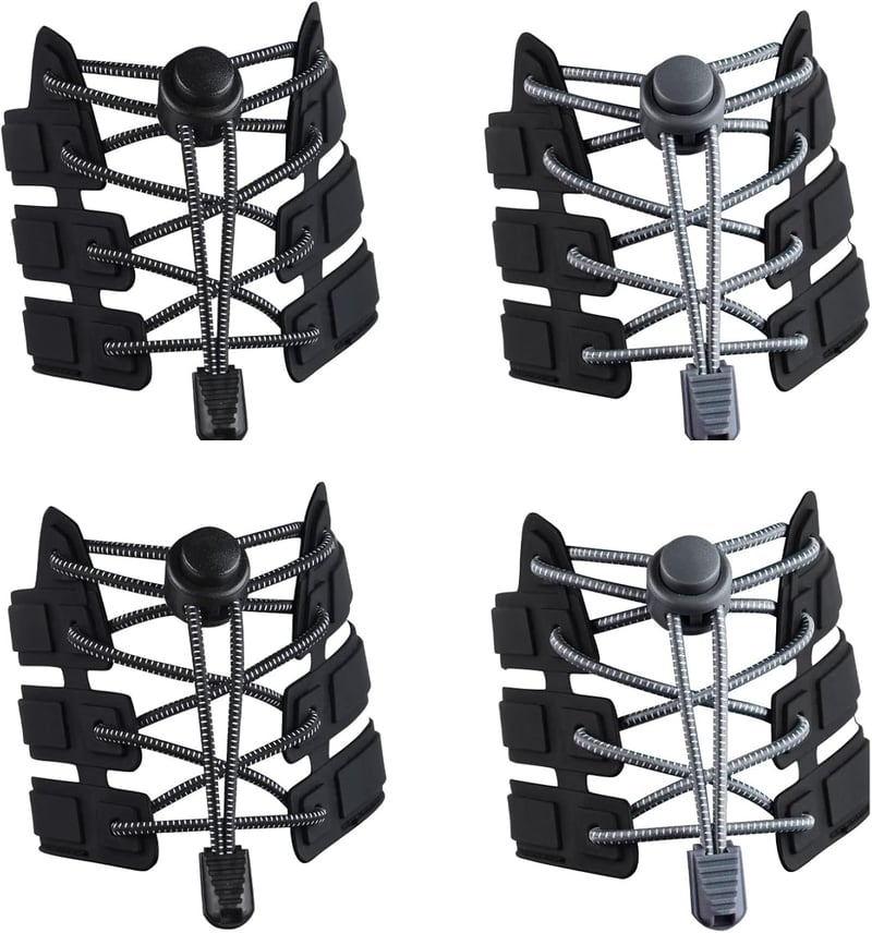 Flintronic rugalmas cipőfűző, 4 pár, 120 cm, fekete és szürke, felnőtteknek és gyerekeknek