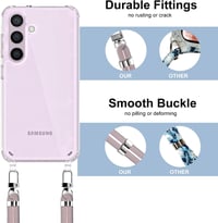 Ciciber Átlátszó Telefontok Samsung Galaxy A55 5G Készülékhez - Nyakba Akasztható Pánttal és Képernyővédővel, Tartós Védőtok Nyakpánttal 5