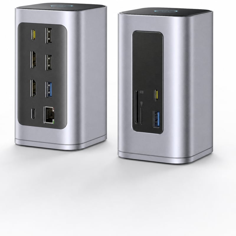 Dokovacia stanica Baseus Nomos Air USB-C 12 v 1, 2x4K HDMI — chybná, na náhradné diely: Nenabíja sa (stav: pozri 2. obrázok)