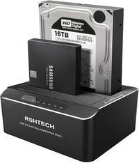 RSHTECH USB 3.0 Alumínium HDD/SSD Dokkoló - 2 Férőhelyes, Klónozó, 2x16TB 1