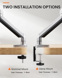 ErGear Dupla Monitortartó 13-32" Képernyőkhöz, Gázrugós Technológia, Teljes Mozgástartomány, ±45° Döntés, 180° Forgatás, VESA 75/100, 8kg Te 7