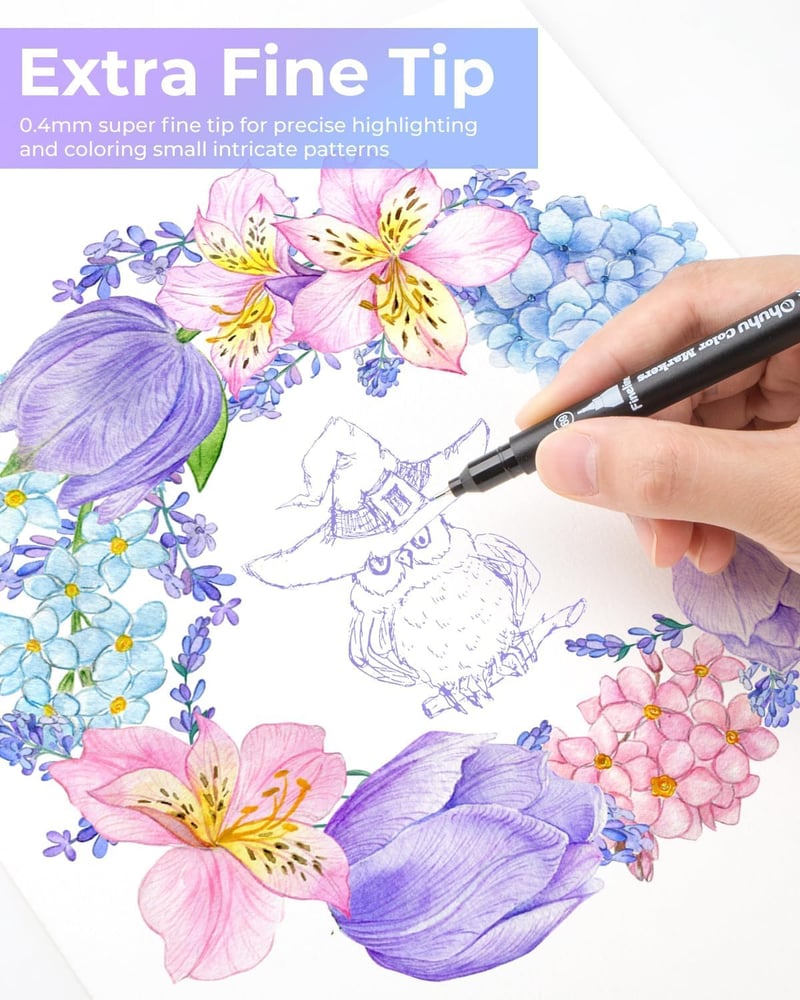 Ohuhu 160 darabos kétoldalú filctoll készlet - Brush pen és vékony hegyű, vízalapú, kalligráfiához, rajzoláshoz