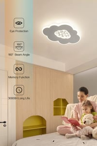 Baerolc Felhő Alakú LED Mennyezeti Lámpa 50 cm - Távirányítós, Fényerőszabályozható, 3000K-6000K, 30W, Gyerekszobába, Hálószobába, Nappaliba 6