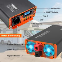 DATOUBOSS Feszültségátalakító 12V-230V 2000W/4000W Tiszta Szinusz Inverter LCD Kijelzővel, USB és Type-C Porttal Lakóautóhoz, Autóhoz 3
