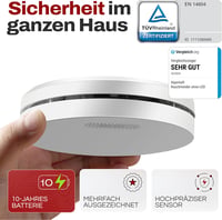 ALPENLUFT 3 db Füstérzékelő 10 Éves élettartammal- Lapos Tűzjelző Készlet Hálószobákba, LED Villogás Nélkül, Fúrás Nélküli Telepítés 2