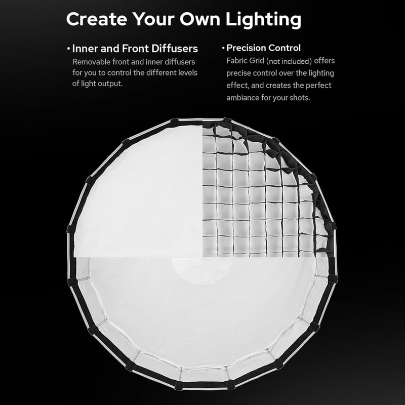 Godox S85T 85 cm Gyorskioldású Esernyő Softbox - Összecsukható Fényformáló Bowens Adapterrel és Diffúzorokkal Stúdió Vakuhoz és Speedlite Re