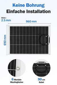 ECO-WORTHY 260W Flexibilis Napelem (2x130W) - Üvegszálas, 12BB Monokristályos, 23% Hatásfokú - Erkélyre, Lakóautóra, Hajóra, Kempingezéshez, 5